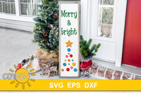 Merry and bright vertical Christmas porch sign