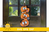 SVG digital download for a vertical door hanger featuring three stacked funny pumpkins