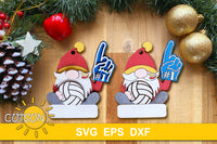 SVG digital download for use with laser cutters featuring a Volleyball gnome Christmas ornament