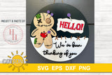 Voodoo doll door hanger with the words Hello! We've been thinking of you - SVG file for cut machines