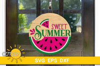 Watermelon door hanger svg file with the words sweet summer