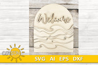 Beach Door Hanger SVG Laser Cut File Welcome Sign svg Beach Leaning Sign Waves SVG Ocean SVG Beach svg Cricut svg Glowforge Files