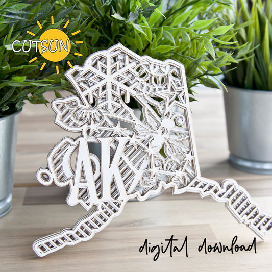 Layered Alaska State Mandala SVG - 5 layers | Decorative Alaska state svg | Laser cut file | Cricut SVG
