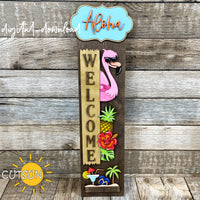 Aloha porch sign add-on with a free Interchangeable Porch leaner SVG Tropical vertical porch sign SVG Summer porch decor Laser cut file