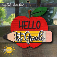 Back to School Apple Sign SVG | Classroom Decor SVG | Hello 1st, 2nd, 3rd Grade sign