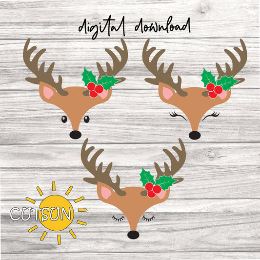 Christmas svg | Christmas Baby Reindeer face SVG