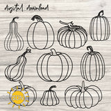 Hand drawn Pumpkin SVG bundle of 10 designs