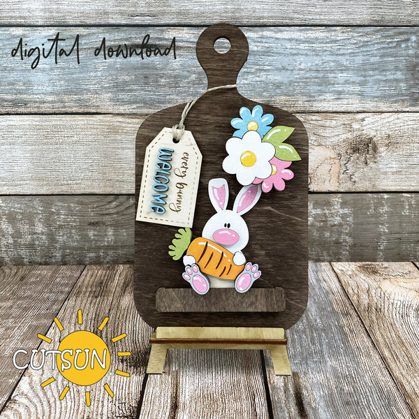 Every Bunny Welcome Easter Bunny svg Add-on and Interchangeable Cutting board decor SVG Glowforge SVG Laser cut file