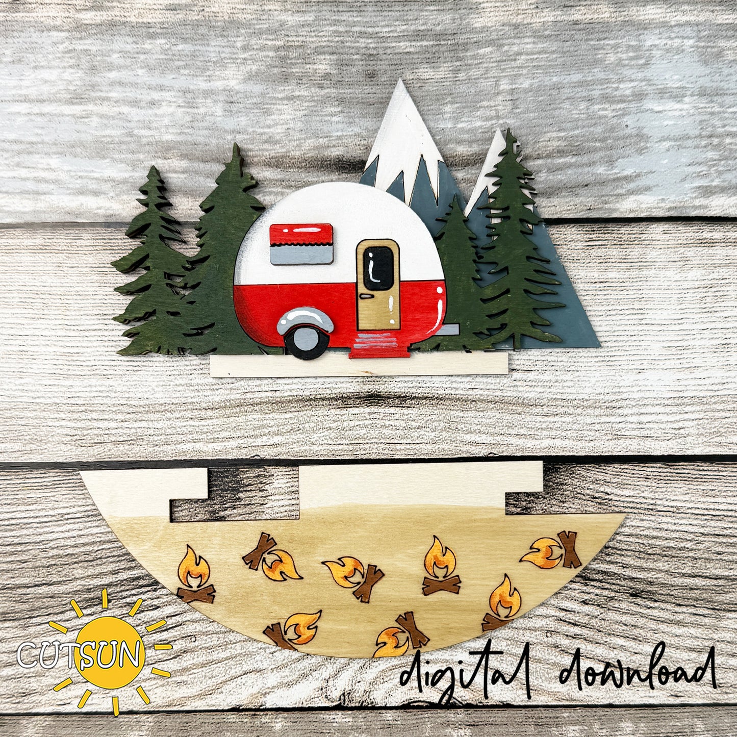 Camping Add-On SVG for Interchangeable Round Sign | Camper Door Hanger Insert | Camping Decor Laser Cut File Digital Download
