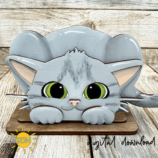 Cat SVG Shelf Sitter – Layered cat Laser Cut File for Farmhouse Decor