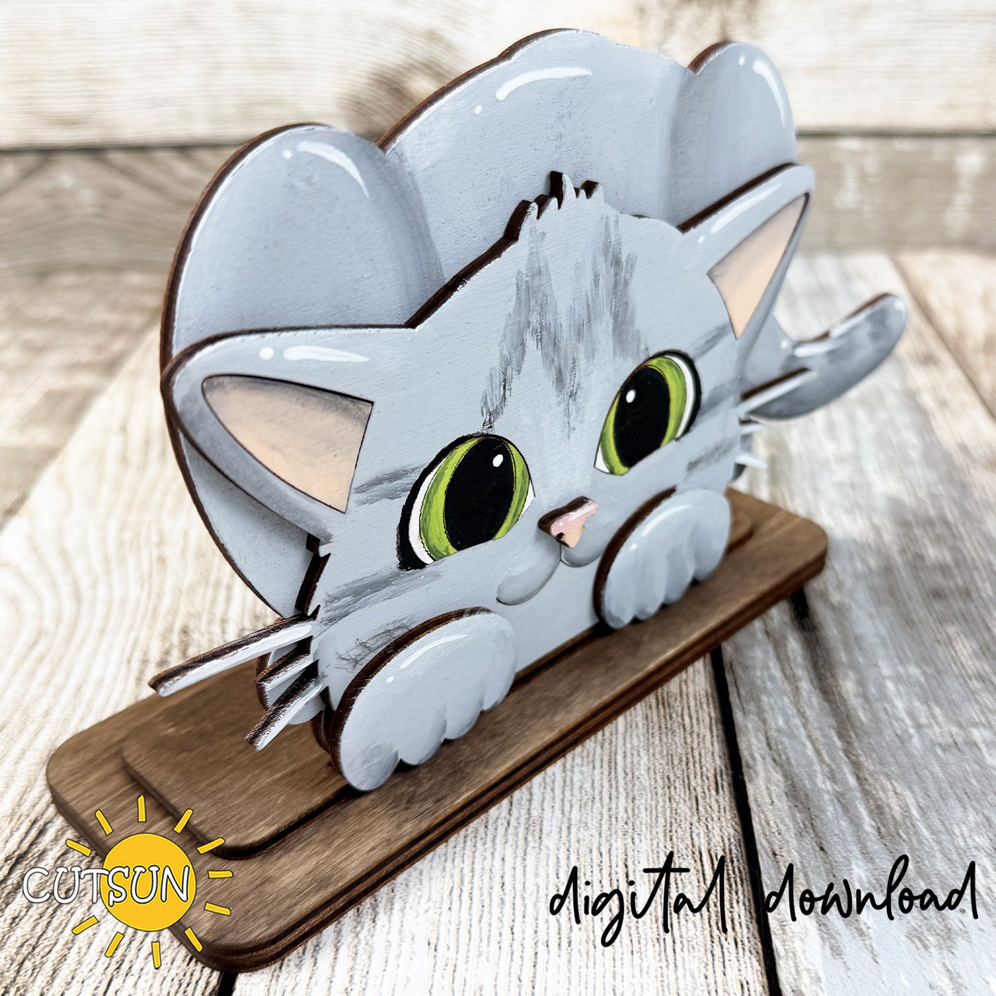 Cat SVG Shelf Sitter – Layered cat Laser Cut File for Farmhouse Decor