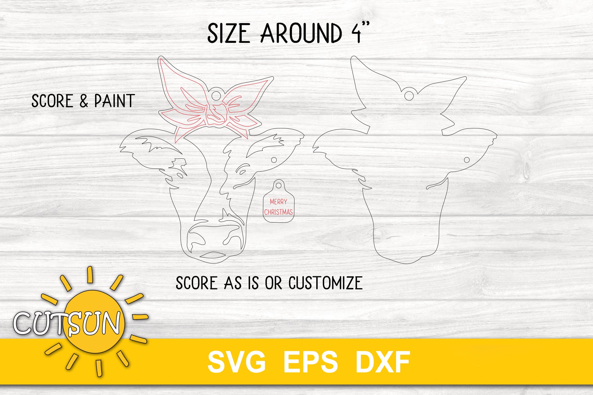 Cow Christmas ornaments SVG bundle