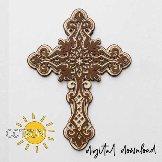3D Layered Cross |2| SVG cut file | Layered Floral cross SVG