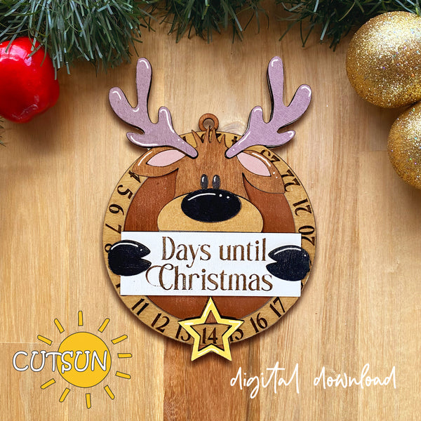 Christmas Countdown SVG Reindeer Countdown SVG Laser Cut Files Days Until Christmas Svg Countdown To Christmas Svg Christmas ornament svg