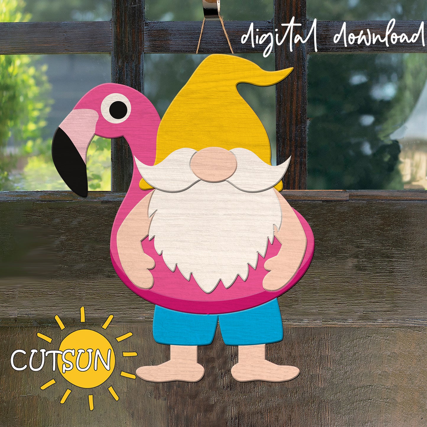 Summer gnome door hanger SVG | Summer door hanger SVG