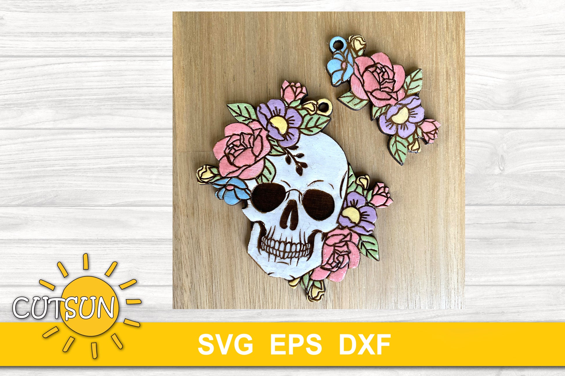 Floral skull charm & magnet SVG bundle