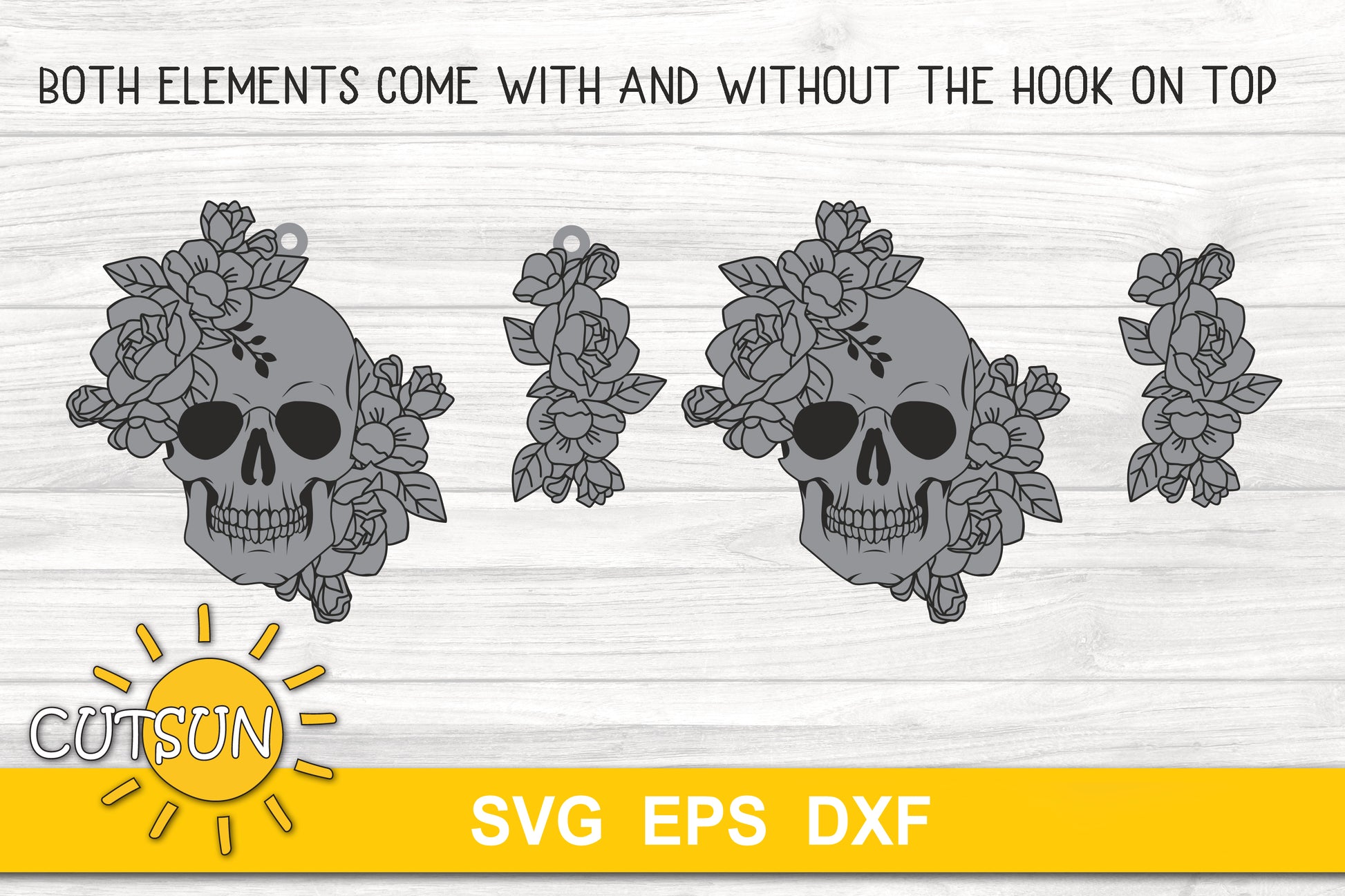 Floral skull charm & magnet SVG bundle