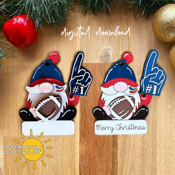 Football gnome Ornament SVG Laser cut file Football SVG Gnome svg Football ornament svg Christmas ornament svg