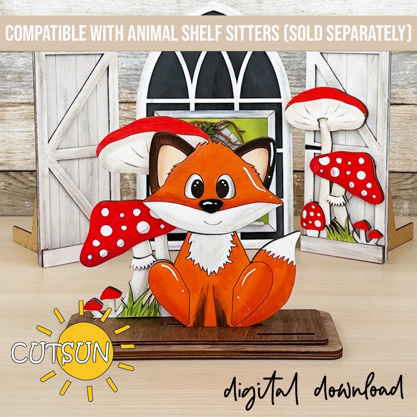 Fairy Door Add-On SVG for Farmhouse Interchangeable Window – Woodland Mushroom Laser Cut File