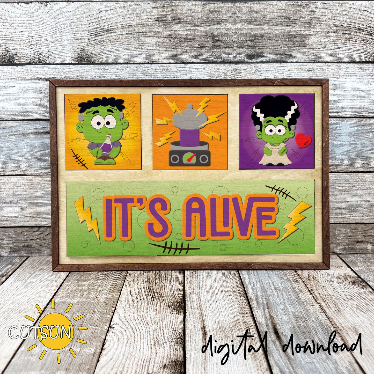 Frankenstein Website Set SVG | Halloween Interchangeable Leaning Sign Inserts | Laser Cut Files
