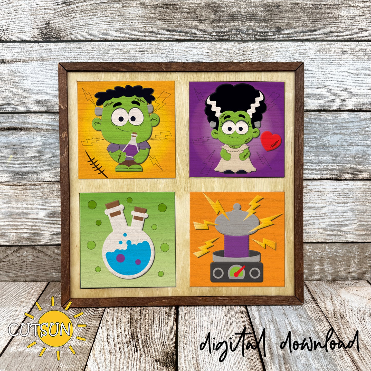 Frankenstein Website Set SVG | Halloween Interchangeable Leaning Sign Inserts | Laser Cut Files