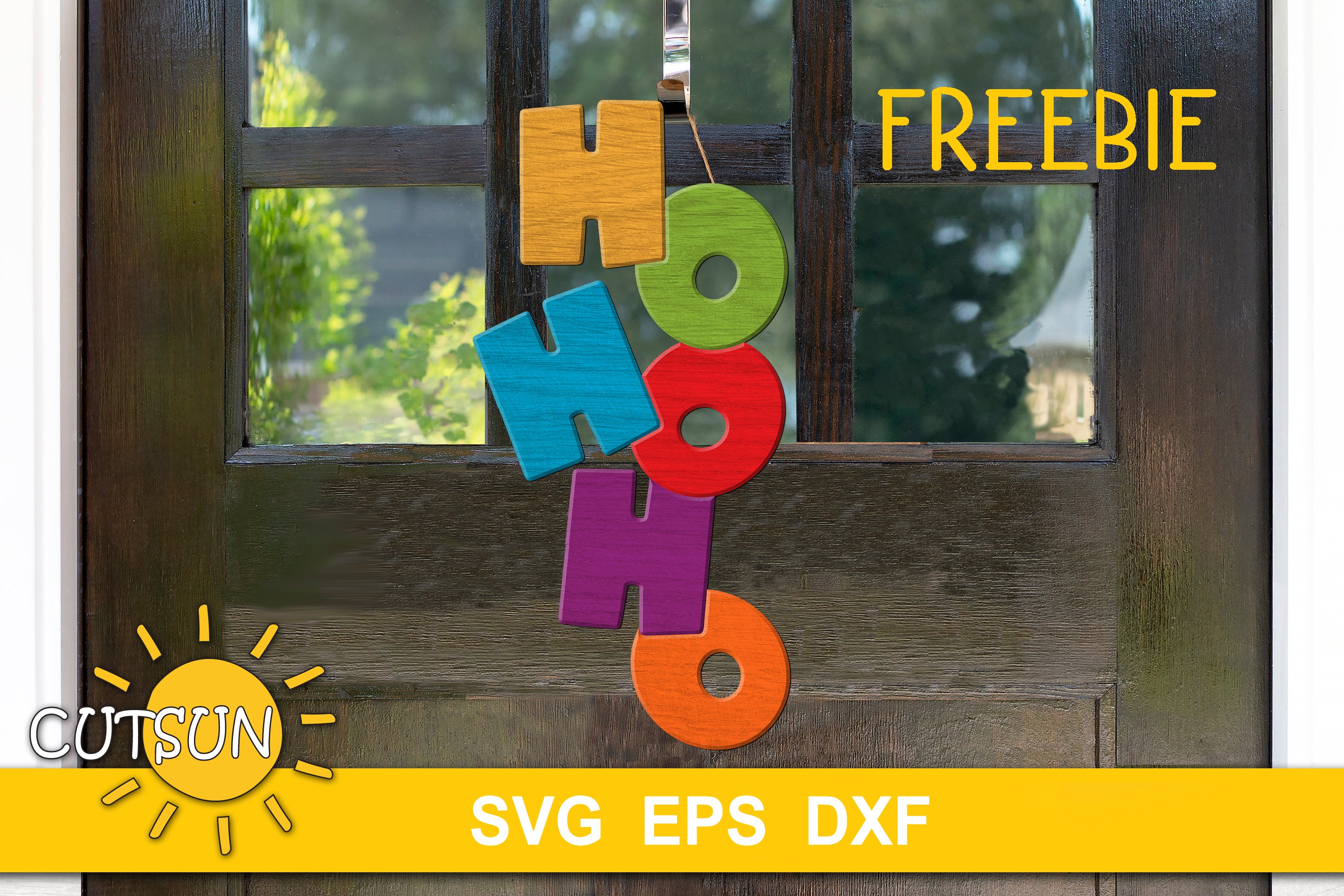 HO HO HO vertical door hanger SVG laser cut file Cricut SVG Free SVG ...