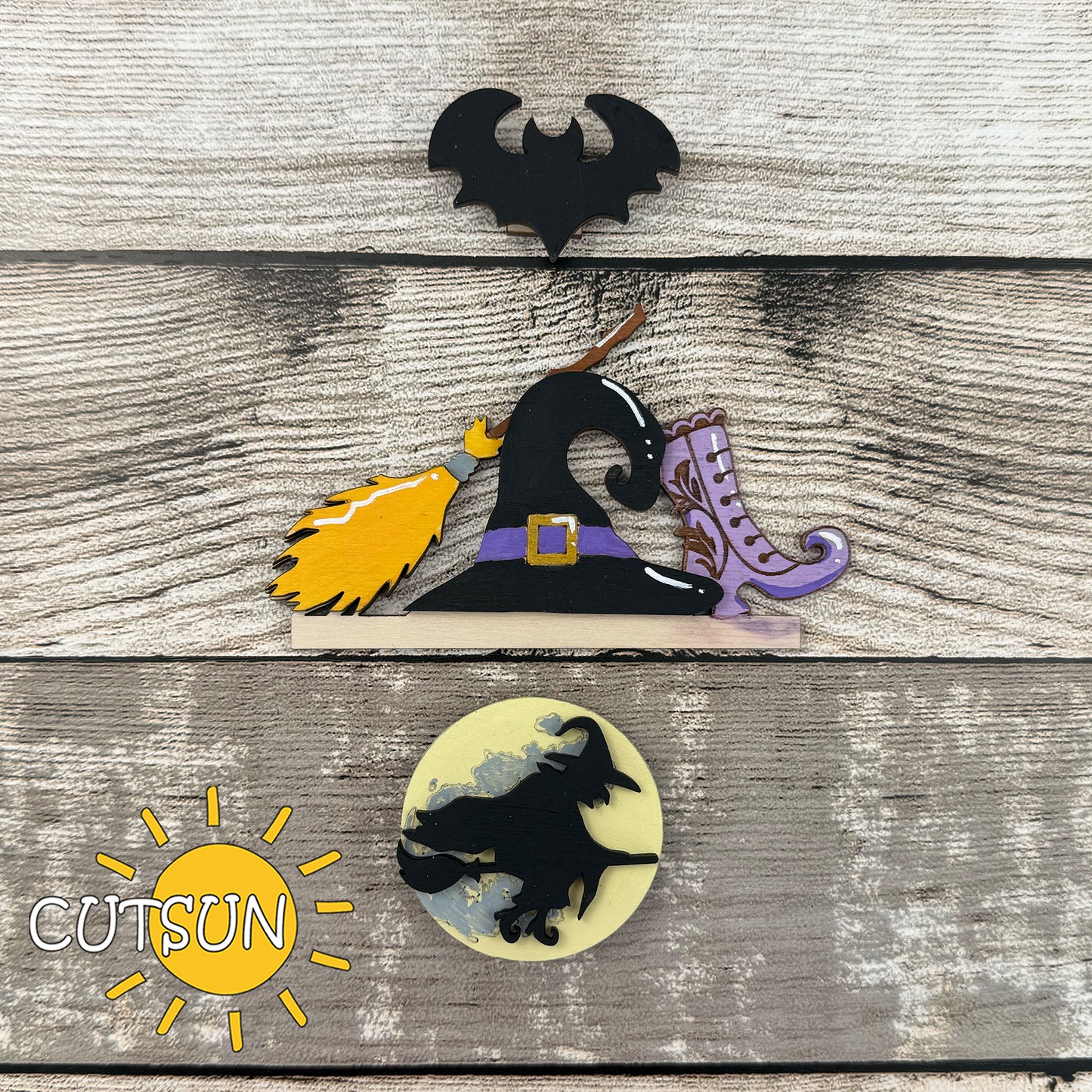 Witch Halloween Add-On SVG File for Interchangeable Apron Shelf Sitter – Laser Cut Digital Design