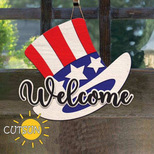 Patriotic Door hanger SVG | Patriotic Hat Door hanger SVG