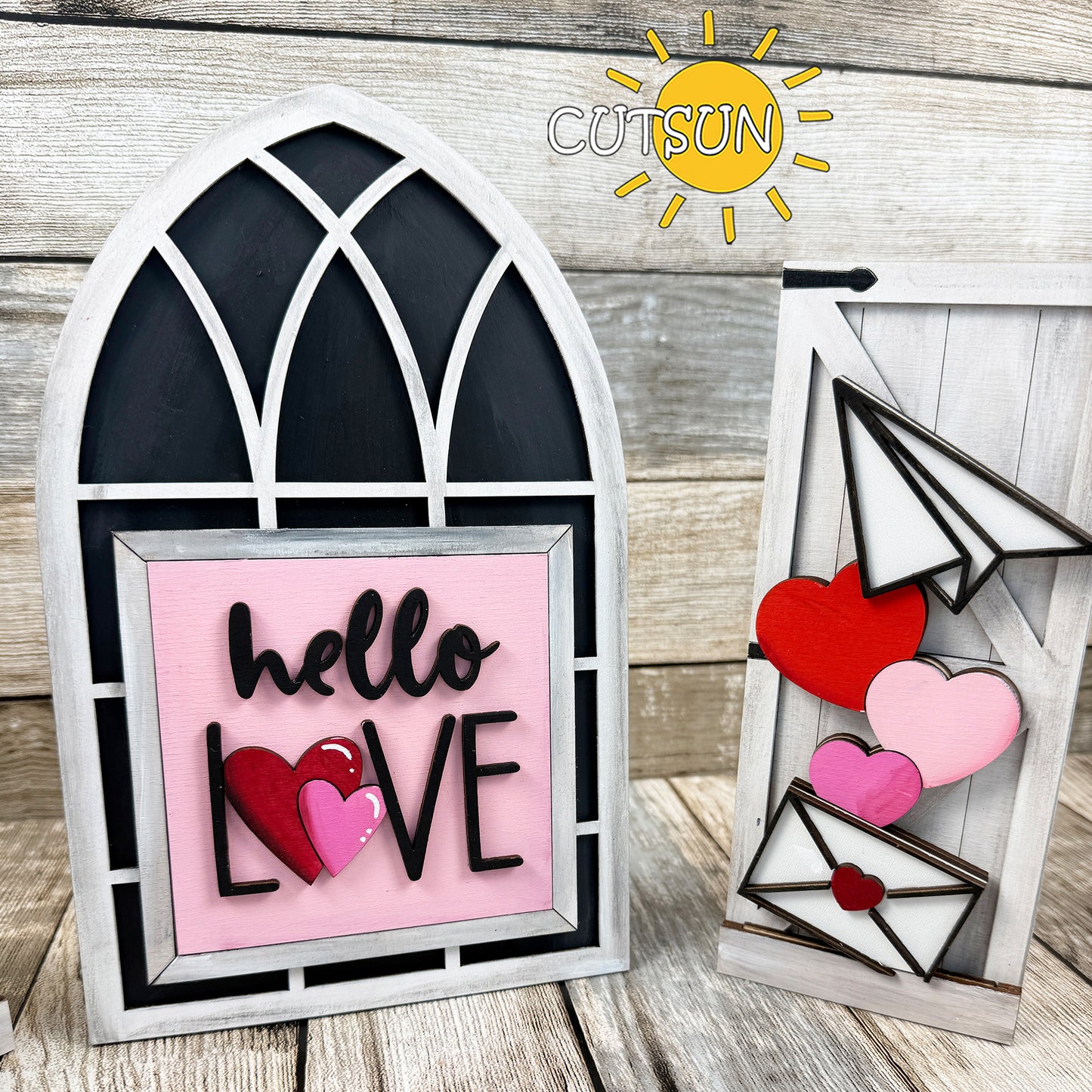 Hello Love Valentine Add-On SVG for Interchangeable Farmhouse Window | Laser Cut File