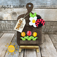 Hello Spring Add-on and Interchangeable Cutting board decor SVG Glowforge SVG Laser cut file