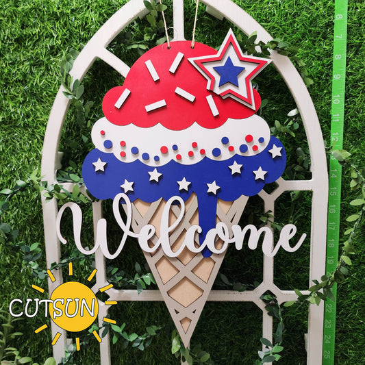 Patriotic Door hanger SVG | Icecream Door hanger SVG