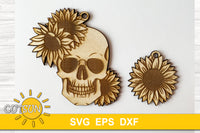 Skull with sunflower charm SVG Skull with sunflower magnet SVG