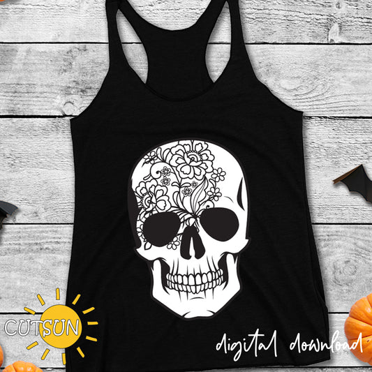 Floral skull SVG