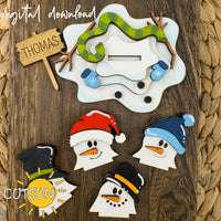 Melted Snowman svg Mix and Match Make your own Snowman Winter shelf decor Laser cut file