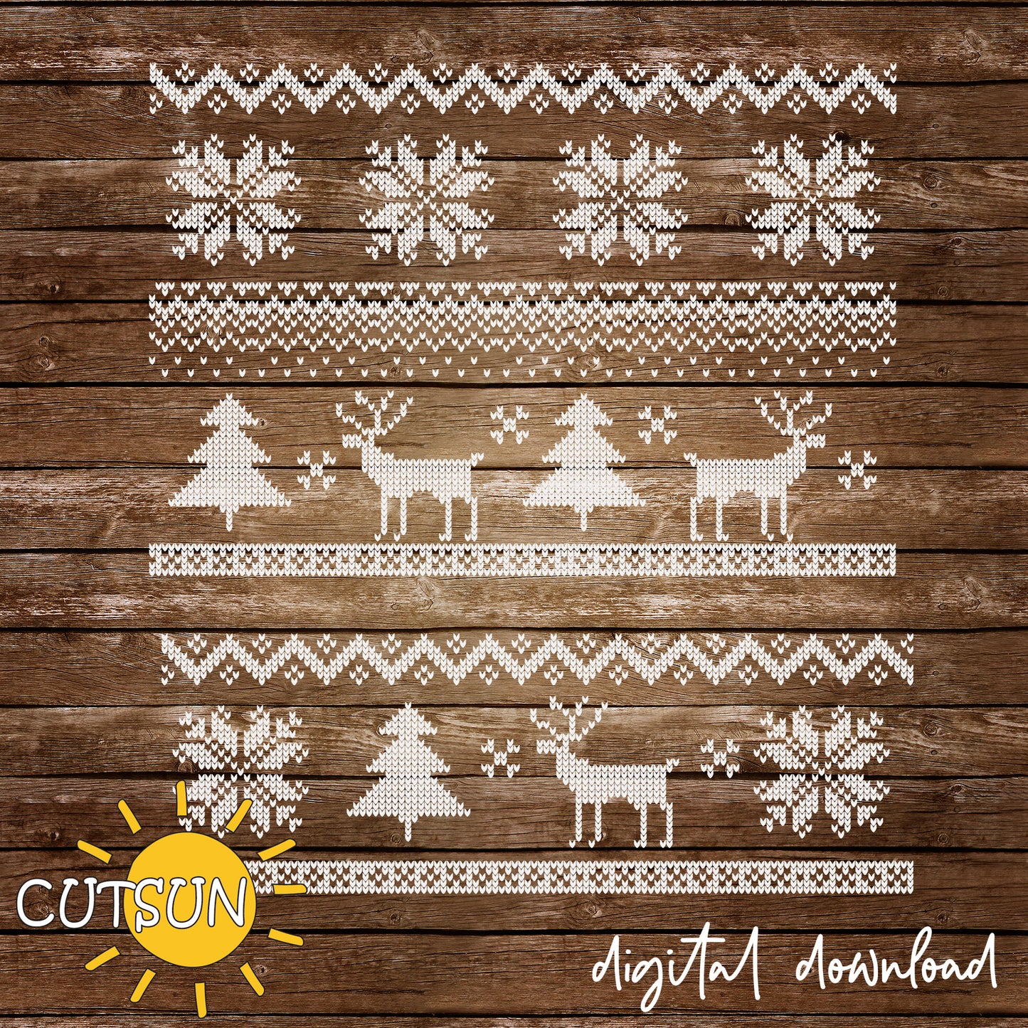 Christmas SVG | Nordic sweater patterns and elements SVG
