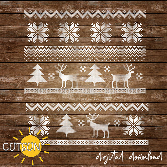 Christmas SVG | Nordic sweater patterns and elements SVG