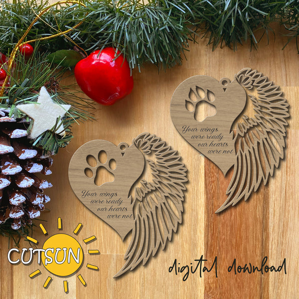 Pet Memorial Christmas ornament SVG | Remembrance Ornament svg | Heart and wing Christmas ornament svg