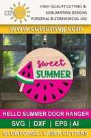 Watermelon door hanger SVG Summer door hanger Welcome sign SVG Laser cut files Hello summer svg Popsicle svg Glowforge svg file