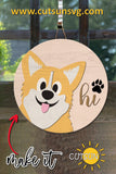 Corgi Hi Door hanger SVG | Dog welcome sign svg