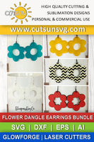 Patterned Flower dangle earrings SVG bundle Laser cut file Glowforge svg