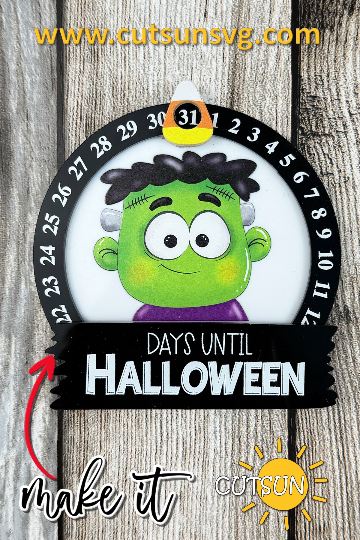 Frankenstein Halloween Countdown SVG & Print Files – Laser Cut ornament