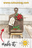 Christmas Add-on and Interchangeable Cutting board decor SVG - Poinsettia flower "Merry & Bright"