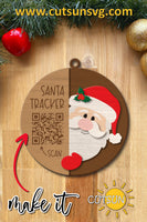 Santa Tracker ornament SVG Laser Cut File Christmas ornament svg