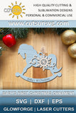 Cute rocking horse Christmas ornament with an optional writing Baby's 1st Christmas digital download for laser cutters