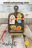 Hello Fall Scarecrow Add-on and Interchangeable Cutting board decor SVG