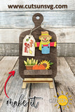 Hello Fall Scarecrow Add-on and Interchangeable Cutting board decor SVG