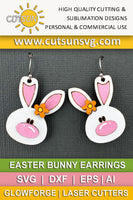 Easter Bunny Earring SVG Floral Easter Earrings Svg Easter Dangle Earrings Laser Cut Files Easter Bunny Svg Glowforge Cricut
