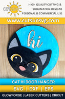 Cat hi door hanger SVG | Cat lover door sign SVG Laser cut file Cricut SVG