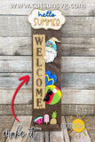 Hello Summer Gnome svg porch sign add-on with a free Interchangeable Porch leaner SVG Beach vertical porch sign Pool decor Laser cut file