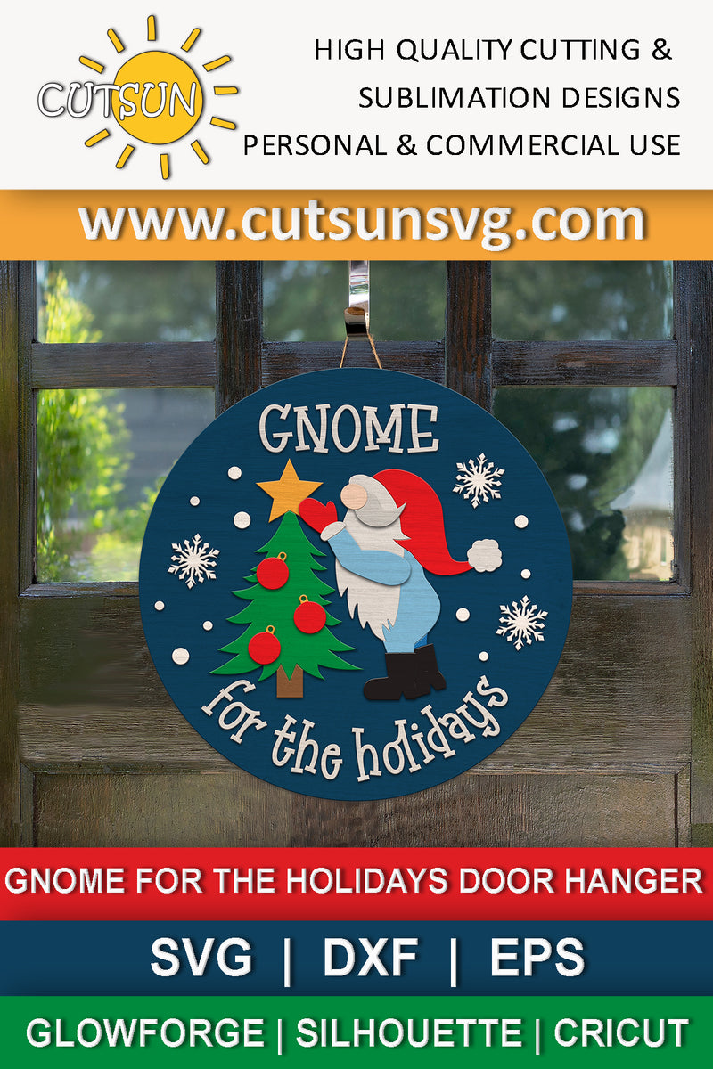 Christmas door hanger SVG Gnome for the holidays Door Hanger SVG Laser ...